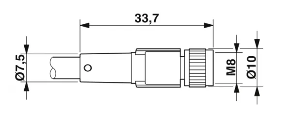 1682032 SAC-3P-M 8MR/0,6-PUR/M 8FS Kábel s konektorom M8/M8, 3pin/3pin,uhlový/priamy, 0,6m