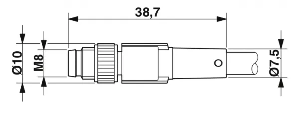 1415896 SAC-3P-M 8MS/0,3-PVC/M 8FR-2L Kábel s konek. M8/M8, 3pin/3pin,priamy/uhlový, 0,3m
