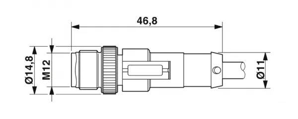 1694651 SAC-5P-M12MS/1,5-PUR/M12FR-3L Kábel s konek. M12/M12, 4pin/4pin,priamy/uhlový,1,5m