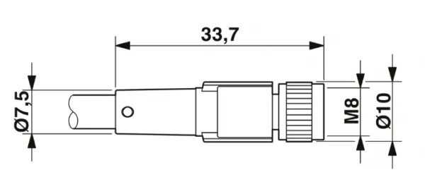 1682045 SAC-3P-M 8MR/1,5-PUR/M 8FS Kábel s konektorom M8/M8, 3pin/3pin,uhlový/priamy, 1,5m
