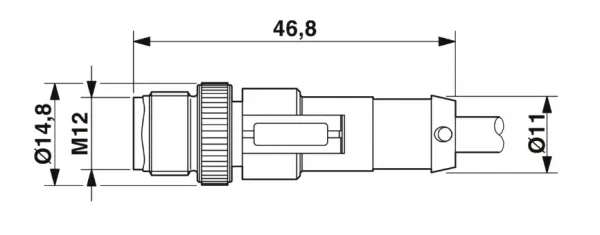 1681525 SAC-3P-M12MS/1,5-PUR/M12FS Kábel s konek. M12/M12, 3pin/3pin,priamy/priamy, 1,5m