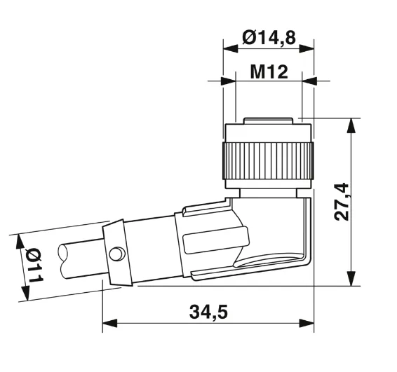 1681567 SAC-3P-M12MS/ 1,5-PUR/M12FR Kábel s konek. M12/M12, 3pin/3pin,priamy/uhlový, 1,5m
