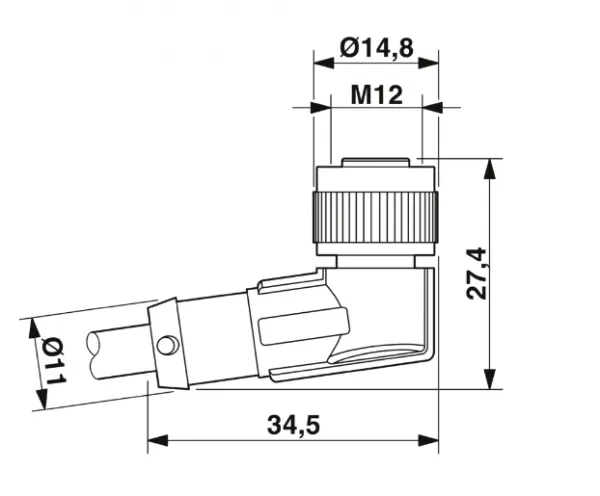 1668470 SAC-4P-M12MS/ 0,3-PUR/M12FR Kábel s konek. M12/M12, 4pin/4pin,priamy/uhlový, 0,3m