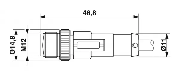 1668470 SAC-4P-M12MS/ 0,3-PUR/M12FR Kábel s konek. M12/M12, 4pin/4pin,priamy/uhlový, 0,3m