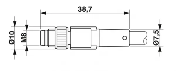 1682346 SAC-3P-M 8MS/0,3-PUR/M12FR Kábel s konek. M8/M12, 3pin/3pin,priamy/uhlový, 0,3m