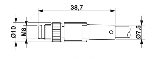 1682304 SAC-3P-M 8MS/0,3-PUR/M12FS Kábel s konek. M8/M12, 3pin/3pin,priamy/priamy, 0,3m