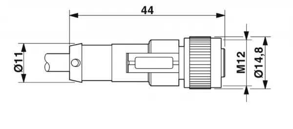 1446333 SAC-4P-10,0-PVC/M12FS Kábel s konektorom M12/4pin/priamy /voľný koniec kábla, 10m
