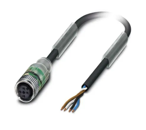 1415597 SAC-4P- 3,0-PVC/M12FS-2L Kábel s konektorom M12/4pin/priamy/voľný koniec kábla, 3m