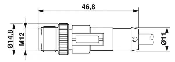 1415519 SAC-3P-M12MS/ 1,5-PVC/M12FR Kábel s konek. M12/M12, 3pin/3pin,priamy/uhlovy, 1,5m