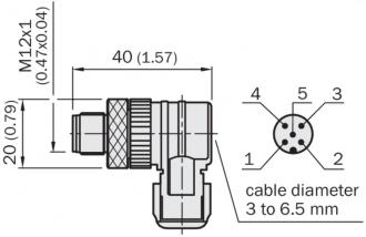 6022082 STE-1205-W Uhlový konektor M12/5pin samec