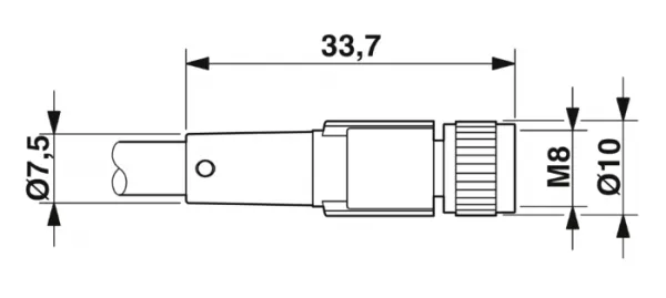 1682058 SAC-3P-M 8MR/3,0-PUR/M 8FS Kábel s konektorom M8/M8, 3pin/3pin,uhlový/priamy, 3m