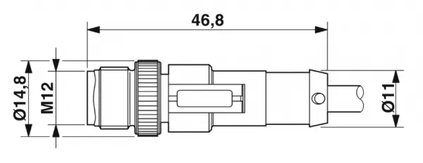 1415520 SAC-3P-M12MS/ 3,0-PVC/M12FR Kábel s konek. M12/M12, 3pin/3pin,priamy/uhlový, 3m