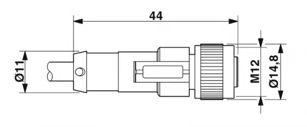 1682317 SAC-3P-M 8MS/0,6-PUR/M12FS Kábel s konek. M8/M12, 3pin/3pin,priamy/priamy, 0,6m