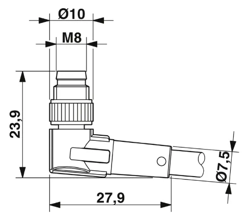 1415893 SAC-3P-M 8MR/ 1,5-PVC/M 8FR Kábel s konek. M8/M8, 3pin/3pin,uhlový/uhlový, 1,5m