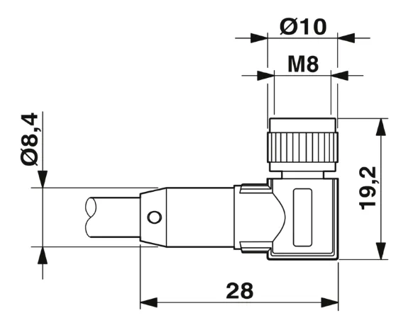 1682139 SAC-3P-M 8MR/3,0-PUR/M 8FR-2 Kábel s konek. M8/M8, 3pin/3pin, uhlový/uhlový, 3m