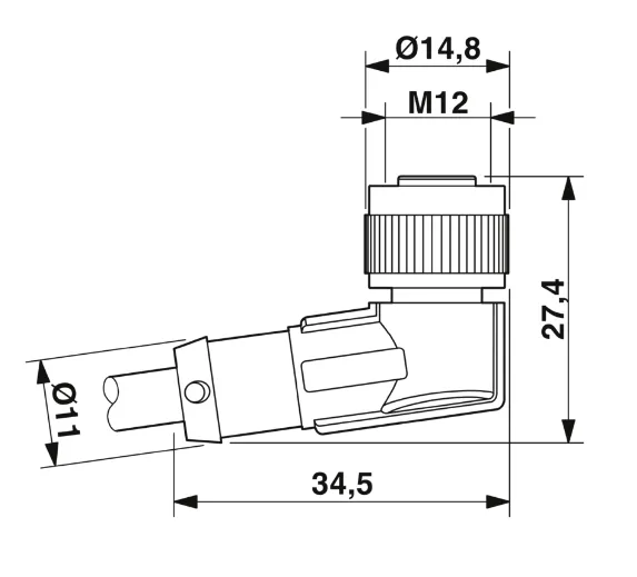 1681635 SAC-5P-M12MS/0,6-PUR/M12FR Kábel s konek. M12/M12, 5pin/5pin,priamy/uhlový, 0,6m