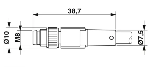 1682359 SAC-3P-M 8MS/0,6-PUR/M12FR Kábel s konek. M8/M12, 3pin/3pin,priamy/uhlový, 0,6m