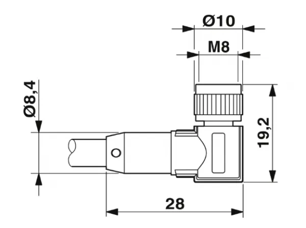 1671072 SAC-3P- 3,0-PUR/M 8FR-2L Kábel s konek. M8/3pin, uhlový /voľný koniec kábla, 3m