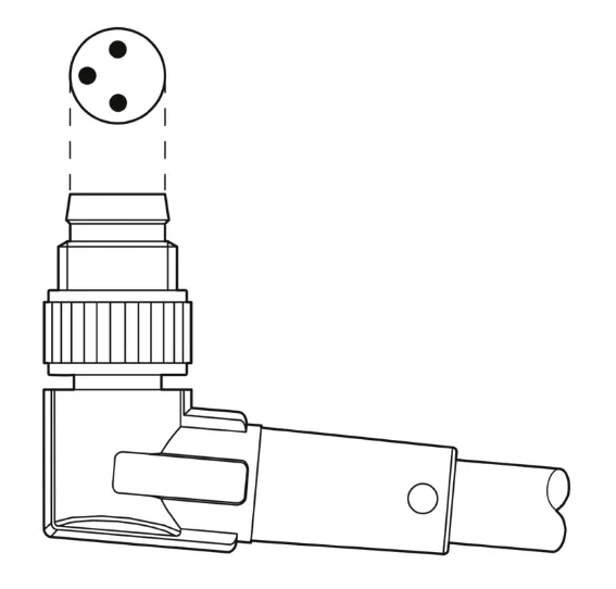 1682472 SAC-3P-M 8MR/ 0,6-PUR/M12FR-2L Kábel s konek. M8/M12, 3pin/3pin,uhlový/uhlový,0,6m