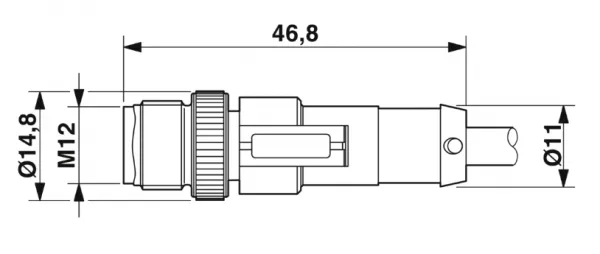 1681570 SAC-3P-M12MS/ 3,0-PUR/M12FR Kábel s konek. M12/M12, 3pin/3pin,priamy/uhlový, 3m