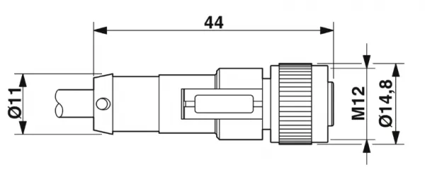 1414451 SAC-3P- 1,5-PVC/M12FS Kábel s konektorom M12 /3pin/priamy/voľný koniec kábla, 1,5m