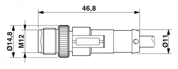 1415522 SAC-3P-M12MS/ 0,6-PVC/M12FR-2 Kábel s konek. M12/M12, 3pin/3pin,priamy/uhlový 0,6m