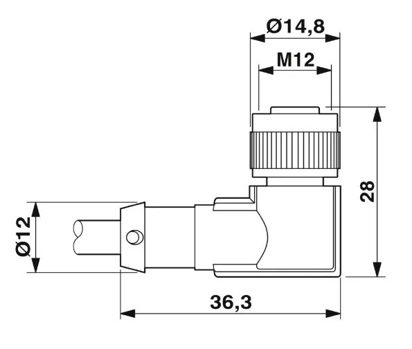 1415522 SAC-3P-M12MS/ 0,6-PVC/M12FR-2 Kábel s konek. M12/M12, 3pin/3pin,priamy/uhlový 0,6m