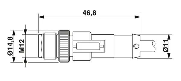 1668797 SAC-3P-M12MS/0,3-PUR/M 8FS Kábel s konek. M12/M8, 3pin/3pin,priamy/priamy, 0,3m