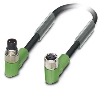 1415894 SAC-3P-M 8MR/ 3,0-PVC/M 8FR Kábel s konektorom M8/M8, 3pin/3pin,uhlový/uhlový, 3m
