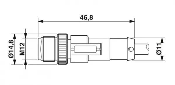 1415705 SAC-5P-M12MS/1,5-PVC/M12FR-3L Kábel s konek. M12/M12, 5pin/5pin,priamy/uhlový,1,5m