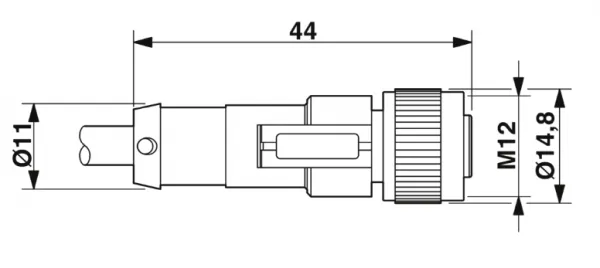 1414452 SAC-3P- 3,0-PVC/M12FS Kábel s konektorom M12 /3pin/priamy /voľný koniec kábla, 3m