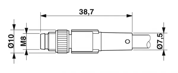 1681664 SAC-3P-M 8MS/1,5-PUR Kábel s konektorom M8/3pin, priamy /voľný koniec kábla, 1,5m