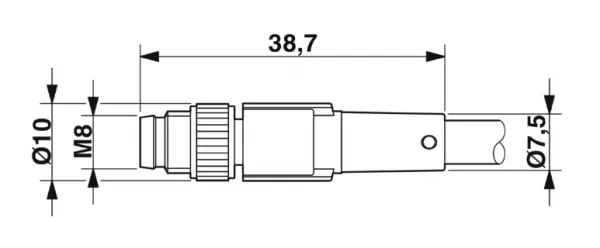 1682320 SAC-3P-M 8MS/1,5-PUR/M12FS Kábel s konek. M8/M12, 3pin/3pin,priamy/priamy, 1,5m