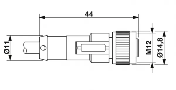 1415612 SAC-4P-M12MS/ 0,6-PVC/M12FS Kábel s konek. M12/M12, 4pin/4pin,priamy/priamy, 0,6m