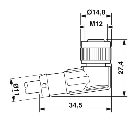 1415699 SAC-5P-M12MS/0,3-PVC/M12FR Kábel s konek. M12/M12, 5pin/5pin,priamy/uhlový, 0,3m
