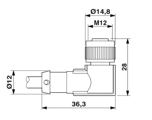 1415705 SAC-5P-M12MS/1,5-PVC/M12FR-3L Kábel s konek. M12/M12, 5pin/5pin,priamy/uhlový,1,5m