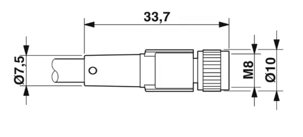 1669628 SAC-3P- 5,0-PUR/M 8FS Kábel s konektorom M8/3pin, priamy /voľný koniec kábla, 5m