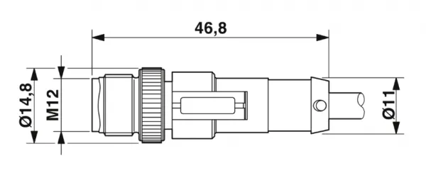 1668014 SAC-3P-M12MS/1,5-PUR Kábel s konektorom M12 /3pin/priamy /voľný koniec kábla, 1,5m