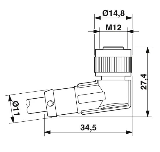 1682362 SAC-3P-M 8MS/1,5-PUR/M12FR Kábel s konek.M8/M12, 3pin/3pin, priamy/uhlový, 1,5m