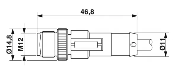 1415625 SAC-4P-M12MS/3,0-PVC/M12FR-3L Kábel s konek. M12/M12, 4pin/4pin,priamy/uhlový, 3m