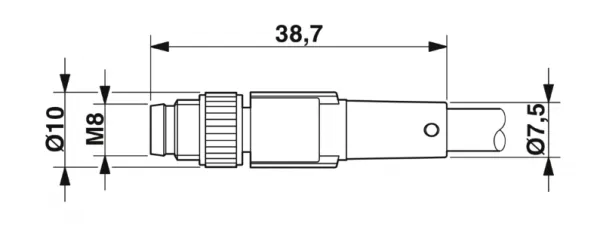 1682375 SAC-3P-M 8MS/3,0-PUR/M12FR Kábel s konek. M8/M12, 3pin/3pin, priamy/uhlový, 3m 2