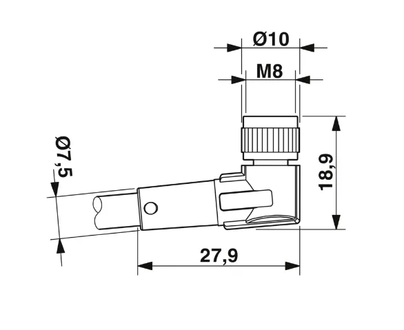 1682184 SAC-4P-M 8MS/0,3-PUR/M 8FR Kábel s konektorom M8/M8, 4pin/4pin,priamy/uhlový, 0,3m