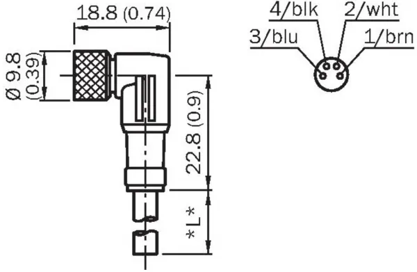 6009871 DOL-0804-W02M Kábel 2m s uhlovým konektorom M8/4 pin samica