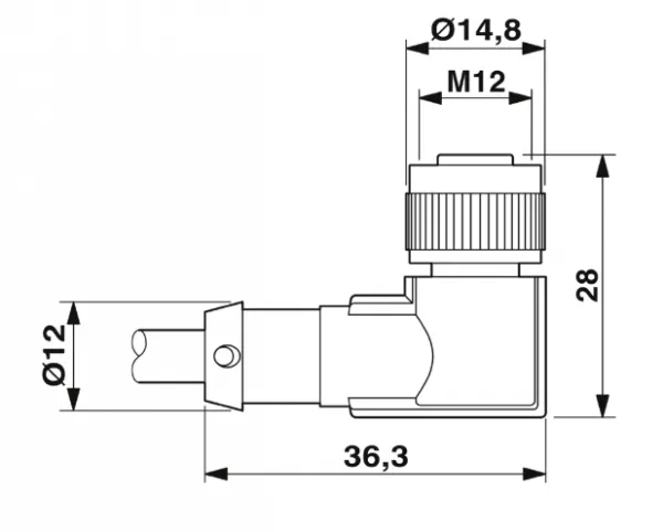 1694402 SAC-3P- 3,0-PUR/M12FR-2L Kábel s konek. M12/3pin, uhlový /voľný koniec kábla, 3m