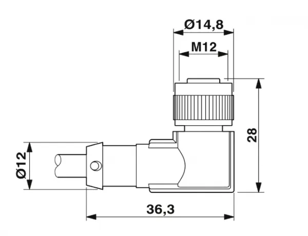 1415646 SAC-4P-M12MR/0,3-PVC/M12FR-3L Kábel s konek. M12/M12, 4pin/4pin,uhlový/uhlový,0,3m
