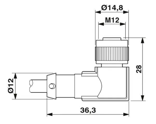 1415524 SAC-3P-M12MS/ 3,0-PVC/M12FR-2L Kábel s konek. M12/M12, 3pin/3pin,priamy/uhlový 3m