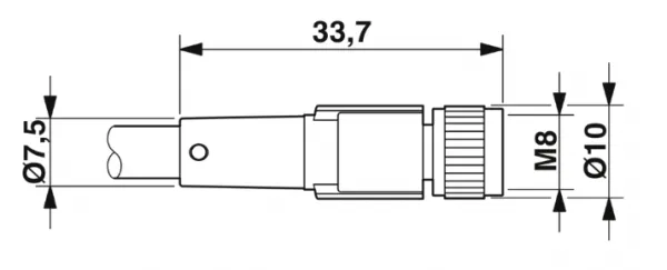 1415534 SAC-3P-M12MR/0,3-PVC/M 8FS Kábel s konektorom M12/M8 3pin/3pin,uhlový/priamy, 0,3m