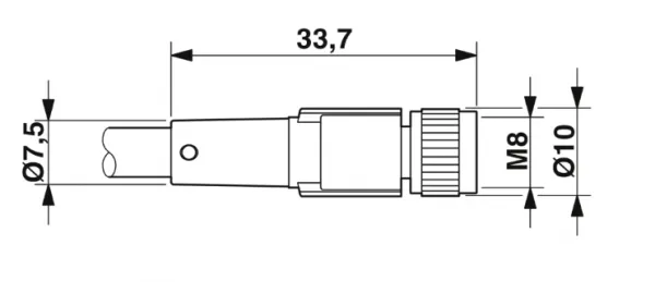 1668807 SAC-3P-M12MS/0,6-PUR/M 8FS Kábel s konek. M12/M8, 3pin/3pin,priamy/priamy, 0,6m