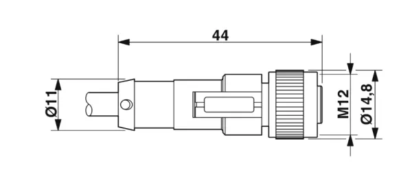 1681596 SAC-5P-M12MS/0,6-PUR/M12FS Kábel s konek. M12/M12, 5pin/5pin,priamy/priamy, 0,6m