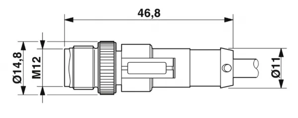 1415524 SAC-3P-M12MS/ 3,0-PVC/M12FR-2L Kábel s konek. M12/M12, 3pin/3pin,priamy/uhlový 3m